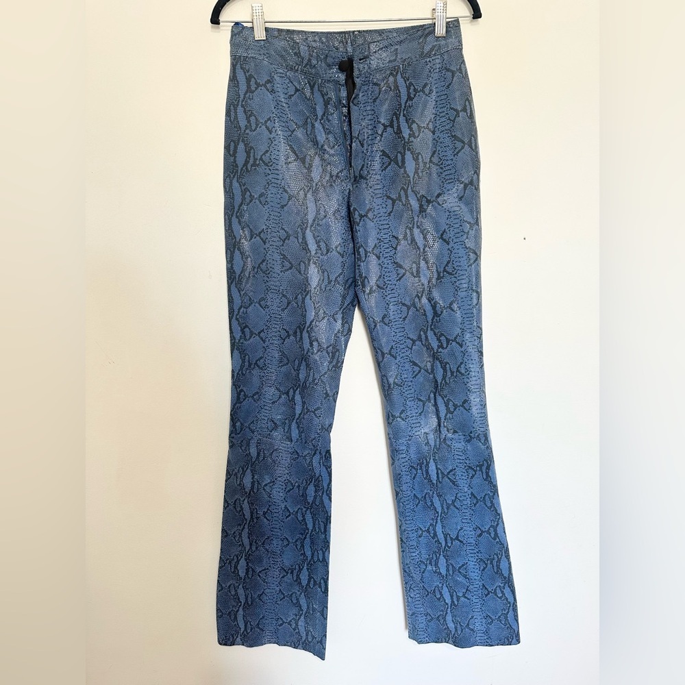 Wilsons Leather Blue Snake Print Flare Pants